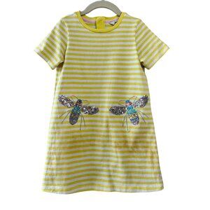 JOULES Yellow Striped Bee Dress Girls 5 110 Girl Yellowbee Cotton Short Sleeve